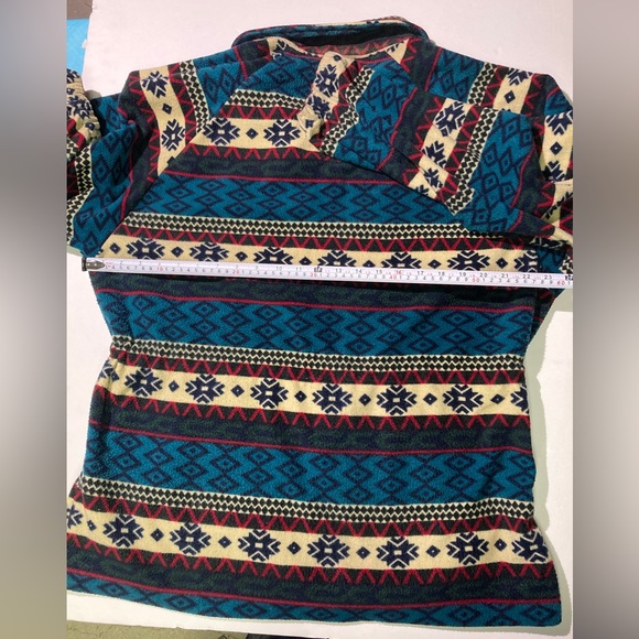 R&R Vintage 90’s Outerwear Fleece Jacket Size 14 Woman’s Aztec Drawstring - Picture 4 of 6